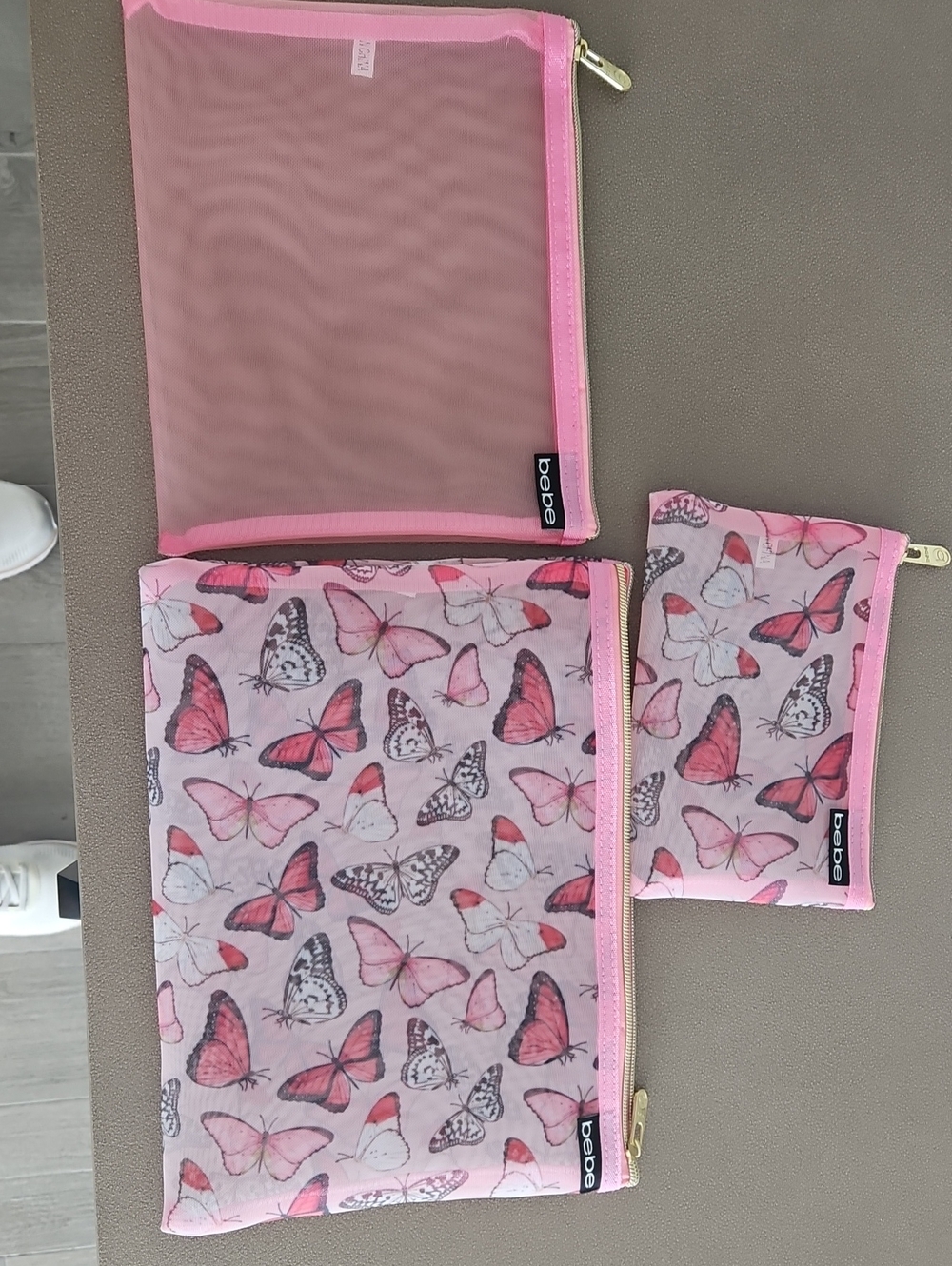 Lug Butterfly Print 3-Piece Cosmetic Pouch Set in Pink